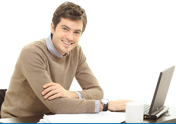 man at desk